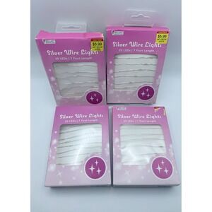 Brilliant Innovations Silver Wire Fairy Lights 20 LED 7ft Battery Operate 4 Pack